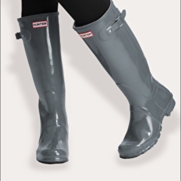 Hunter Shoes - HUNTER Original Tall Wellington Boots Grey Graphite Gloss